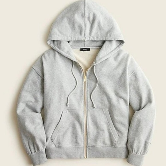 J. Crew Tops - JCrew 100% Cotton University Terry Zip Hoodie Heather Gray Size Medium NWT
